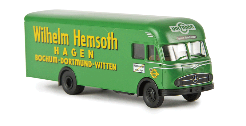 1950s Mercedes-Benz LP 322 Delivery Van - Assembled -- Wilhelm Hemsoth (green, yellow, German Lettering)
