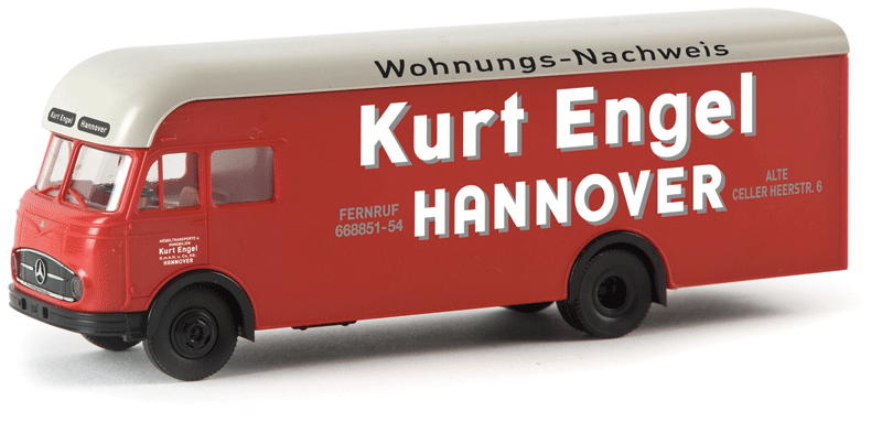 1950s Mercedes-Benz LP 322 Delivery Van - Assembled -- Kurt Engel (red, white, gray, German Lettering)