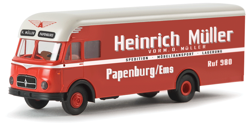 1953-1961 Borgward B 4500 Delivery Van - Assembled -- Heinrich Muller (red, white, gray, German Lettering)-1