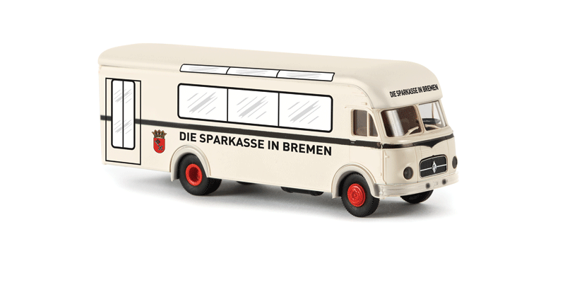 1953-1961 Borgward B 4500 Passenger Van - Assembled -- Sparkasse Bremen (white, red, black, German Lettering)-1