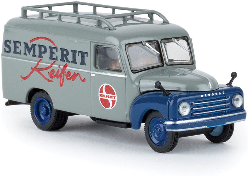 1950-1960 Hanomag L 28 Delivery Truck - Assembled -- Semperit (gray, red, blue, German Lettering)