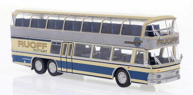 1960s Neoplan Skyliner NH 22 DD Double-Deck Bus - Assembled -- Ruoff (beige, silver, blue, German Lettering)