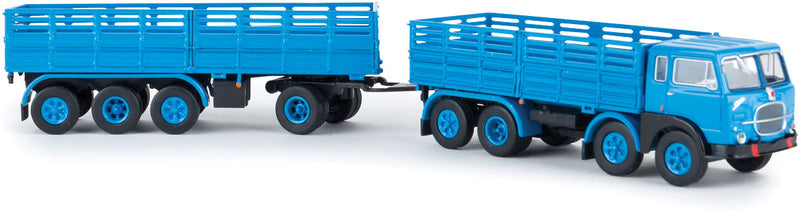 1960s Fiat 690 Millepiedi Boffo Low-Side Truck and Trailer - Assembled -- Blue