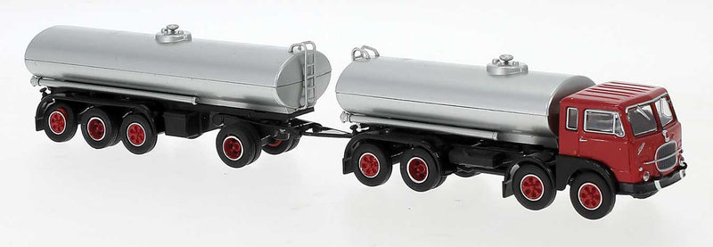 1960s Fiat 690 Millepiedi Tank Truck and Trailer - Assembled -- Red, Silver