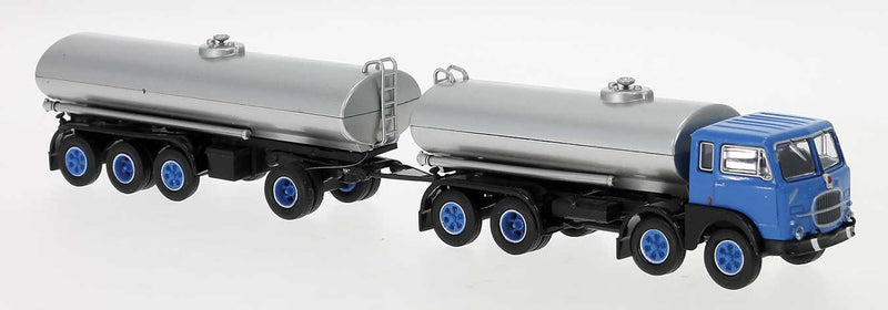 1960s Fiat 690 Millepiedi Tank Truck and Trailer - Assembled -- Blue, Silver