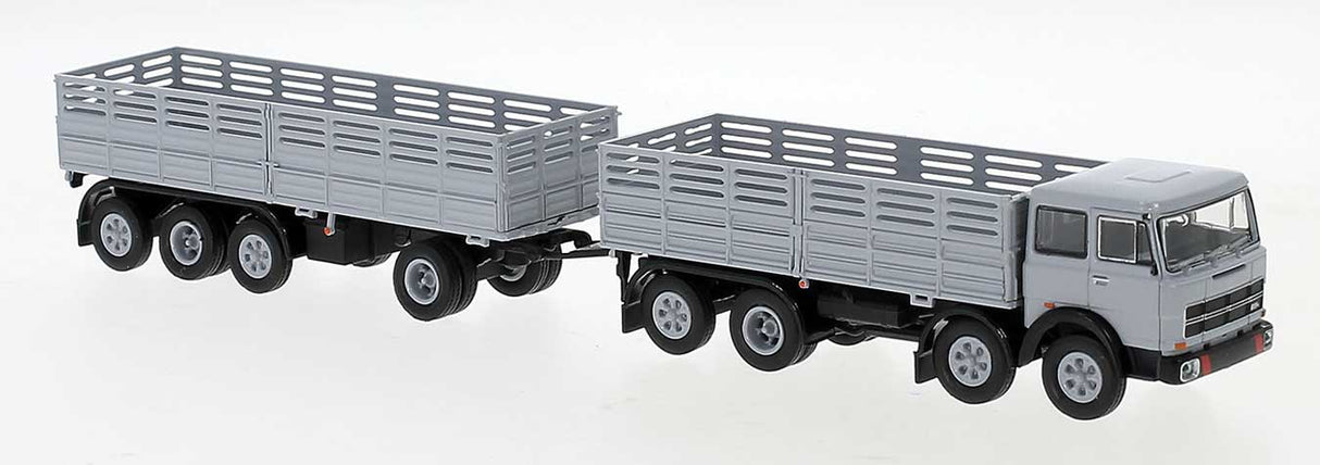 1960s Fiat 691 Millepiedi Low-Side Cage Truck and Trailer - Assembled -- Gray