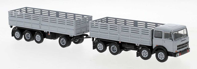 1960s Fiat 691 Millepiedi Low-Side Cage Truck and Trailer - Assembled -- Gray