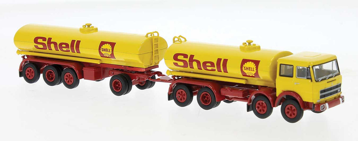 1960s Fiat 690 Millepiedi Tank Truck and Trailer - Assembled -- Shell (yellow, red)