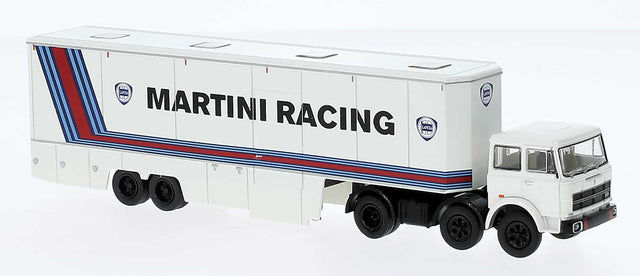 1977 Fiat 691 Tractor w/Racing Trailer - Assembled -- Martini Racing (white, blue, red, Italian Lettering)