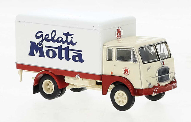 1962 Fiat 642 Rounded Box-Body Delivery Truck - Assembled -- Fulda Bilgummi (white, ivory, red, Italian Lettering)
