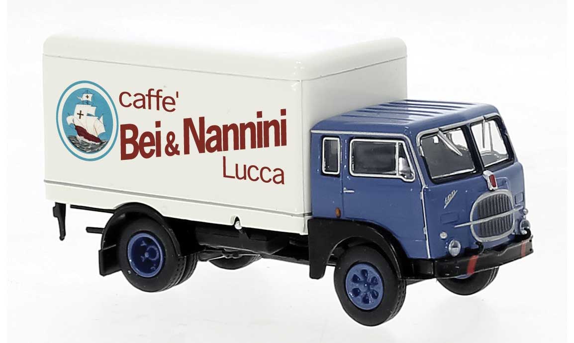 1962 Fiat 642 Rounded Box-Body Delivery Truck - Assembled -- Bei&Nannini (blue, white, red, Italian Lettering)