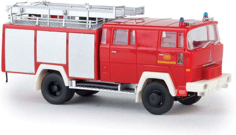 Magirus D LF 16 TS Fire Truck - Assembled -- German Federal Railroad DB Bahnfeuerwehr (red, white, German Lettering)