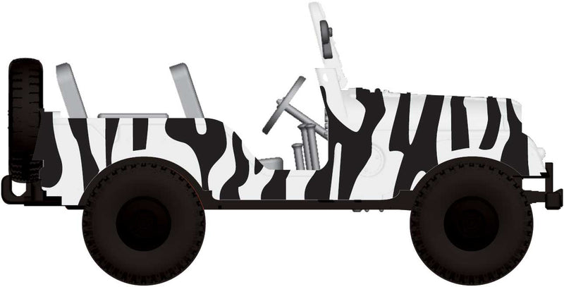 1950s-1980s Jeep Universal SUV - Assembled -- Safari (Zebra Stripes; black, white)