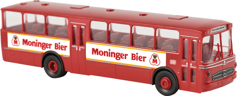 1957-1971 Mercedes-Benz O 317 K Intercity Bus - Assembled -- German Federal Railroad DB (red, white, Moninger Bier Ads, German Lettering)-1
