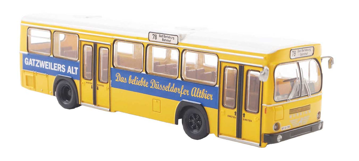 Bussing BS 110V Bus - Assembled -- German Post (yellow, black, blue Gatzweiler Ad, German Lettering)