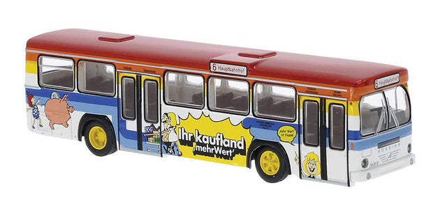 Bussing BS 110V Bus - Assembled -- Osnabruck, Germany (yellow, red, blue Kaufland Ad, German Lettering)