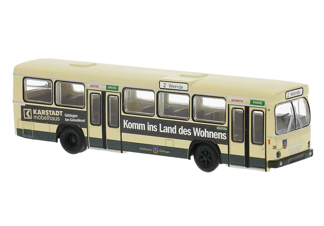 Bussing BS 110V Bus - Assembled -- Gottingen, Germany (beige, black, Karstadt Ad, German Lettering)
