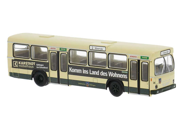 Bussing BS 110V Bus - Assembled -- Gottingen, Germany (beige, black, Karstadt Ad, German Lettering)