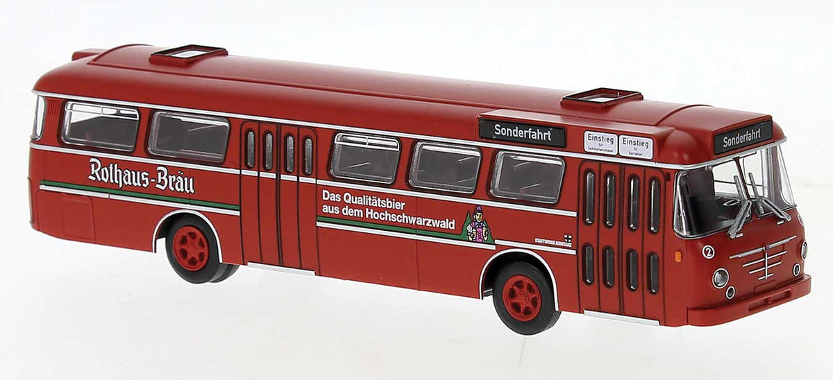 1960s Bussing Senator Bus - Assembled -- Konstanz, Germany (red, Rothaus Brau Ads, German Lettering)