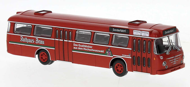 1960s Bussing Senator Bus - Assembled -- Konstanz, Germany (red, Rothaus Brau Ads, German Lettering)