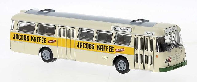 1962 Bussing Senator 12 D Bus - Assembled -- EVAG (Ivory, green, yellow, Jacobs Coffee Ad, German Lettering)