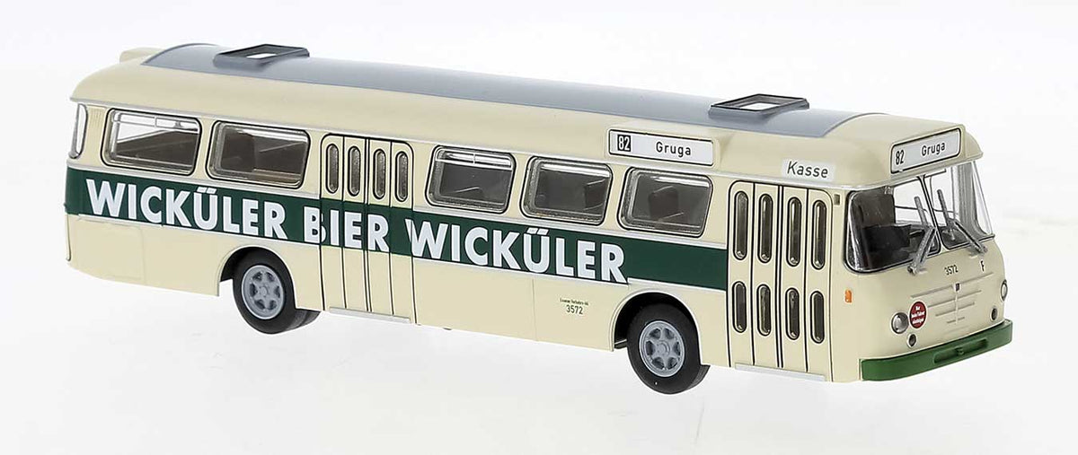 1962 Bussing Senator 12 D Bus - Assembled -- EVAG (Ivory, green, Wickuler Bier Ad, German Lettering)