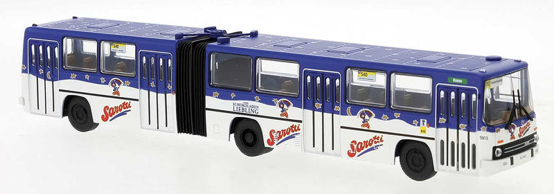 1985 Ikarus 280.02 Articulated Bus - Assembled -- Berlin, Germany (blue, white, red, Sarotti Ad, German Lettering)