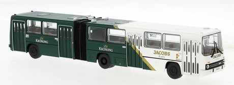 1985 Ikarus 280.02 Articulated Bus - Assembled -- BVB (white, green, Kronung & Jacobs Ads, German Lettering)