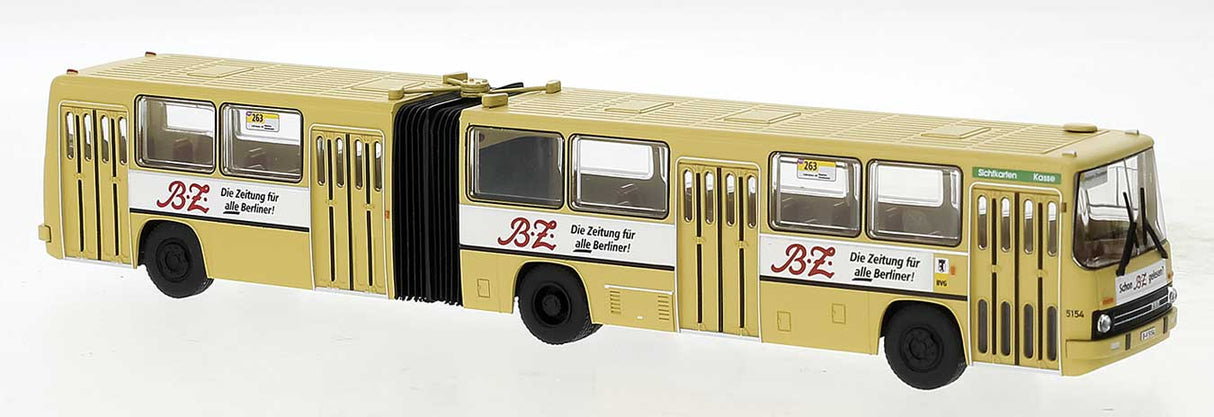 1985 Ikarus 280.02 Articulated Bus - Assembled -- BVG, Germany (yellow, white, red, BZ Ad, German Lettering)