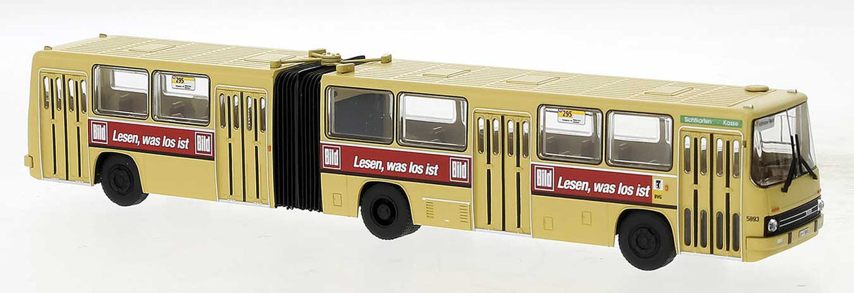 1985 Ikarus 280.02 Articulated Bus - Assembled -- BVG, Germany (yellow, red, Bild-Zeitung Ad, German Lettering)
