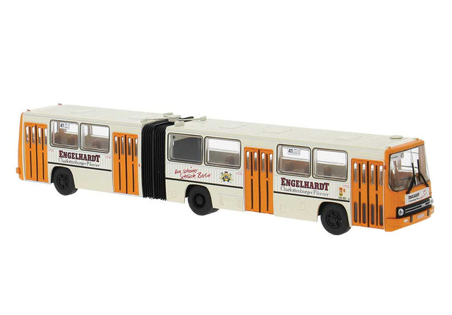 1985 Ikarus 280.02 Articulated Bus - Assembled -- BVB (ivory, orange, Engelhardt Ad, German Lettering)