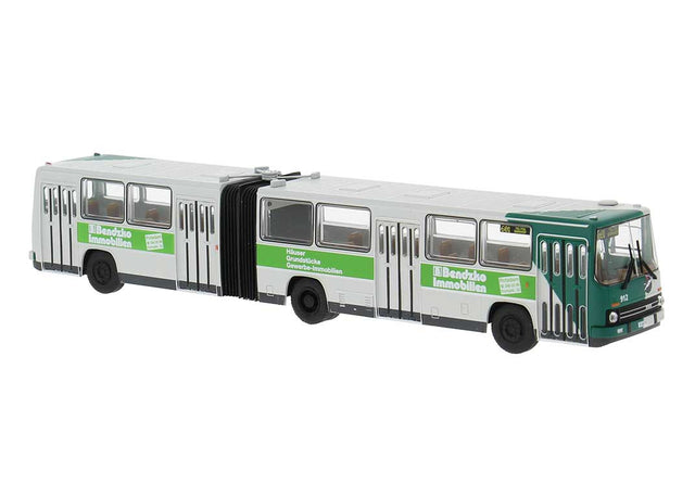 1985 Ikarus 280.02 Articulated Bus - Assembled -- Potsdam, Germany (white, green, Benzko Ad, German Lettering)