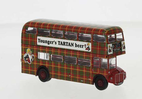 AEC Routemaster Double-Deck Bus - Assembled -- Tartan Beer (red and green plaid, white)