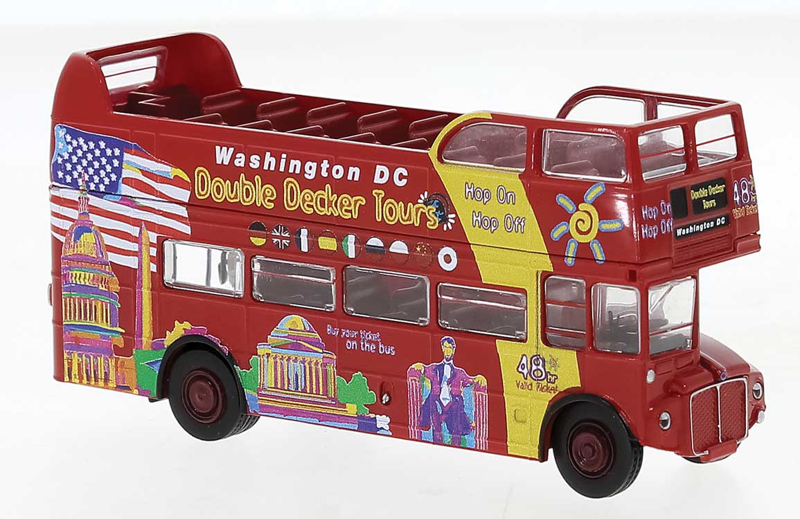 1965 AEC Routemaster Double-Deck Bus - Assembled -- Washington DC City Tour (red, multicolor graphics)