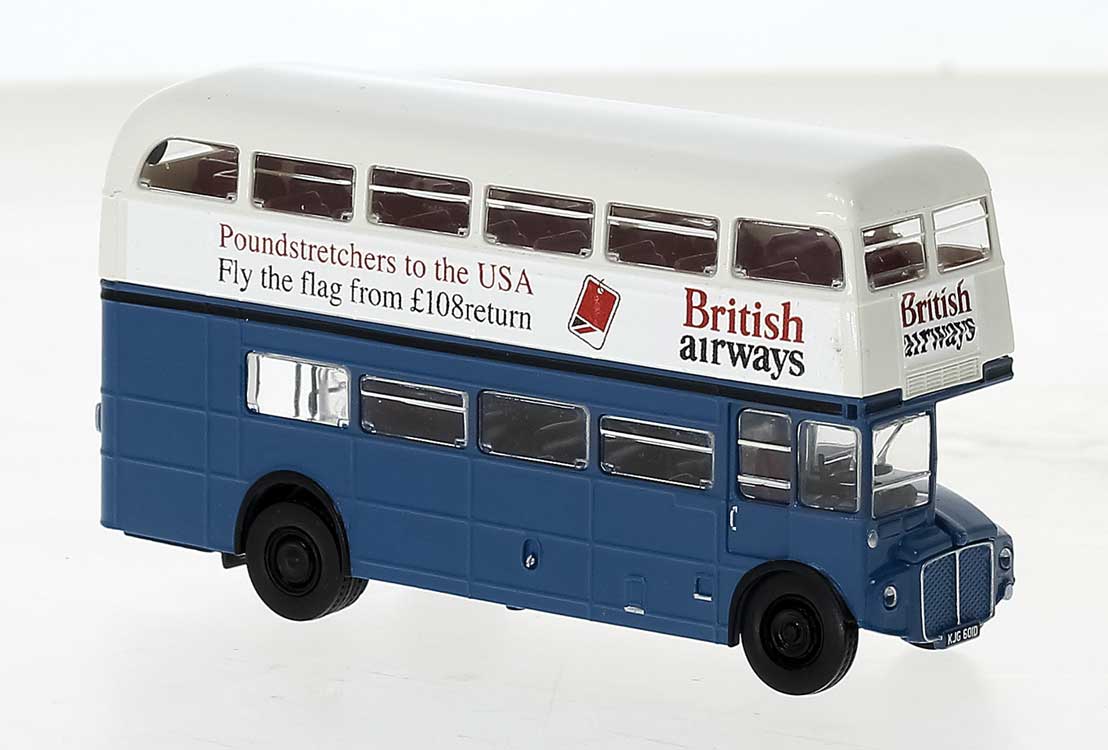 1954 Routemaster Double-Deck Bus - Assembled -- London, England (blue, white, red, British Airways Ad)