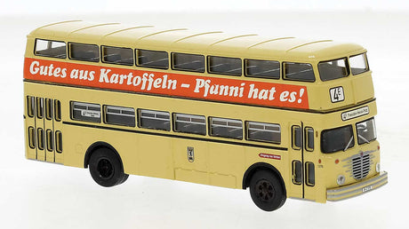 1960s Bussing D2U Double-Deck Bus - Assembled -- BVG (beige, orange, Pfanni Ad, German Lettering)
