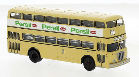 1960s Bussing D2U Double-Deck Bus - Assembled -- BVG (beige, white, green, Persil Ad, German Lettering)