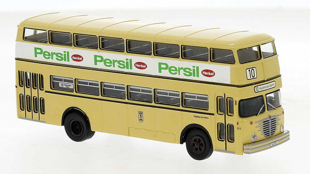 1960s Bussing D2U Double-Deck Bus - Assembled -- BVG (beige, white, green, Persil Ad, German Lettering)