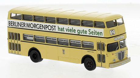 1960s Bussing D2U Double-Deck Bus - Assembled -- BVG (beige, white, green, blue, Berliner Morgenpost Ad, German Lettering)