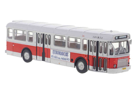 Saviem SC 10 Bus - Assembled -- Nantes, France (gray, red, Euromarche Ad, French Lettering)