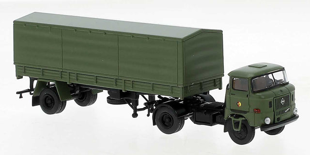1965 IFA W 50 Tractor with Covered Low-Side Trailer - Assembled -- NVA (olive green, German Lettering)