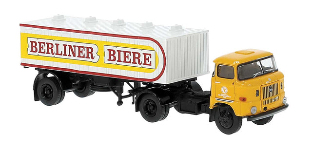 1965 IFA W 50 Tractor with Beer Tank Trailer - Assembled -- Berliner Bier (yellow, white, red, German Lettering)