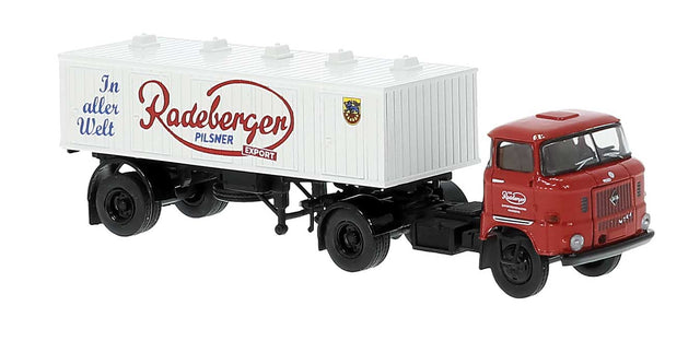 1965 IFA W 50 Tractor with Beer Tank Trailer - Assembled -- Radeberger Bier (red, white, German Lettering)
