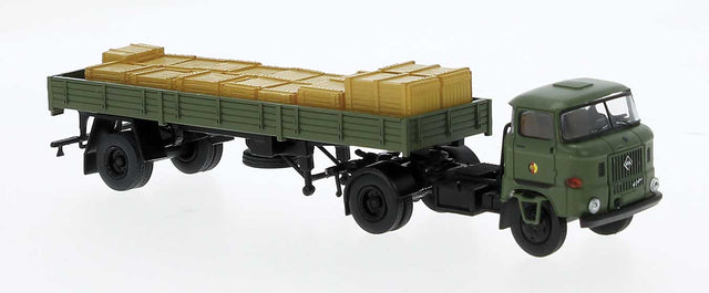1965 IFA W 50 Tractor with Low-Side Trailer - Assembled -- NVA (olive, German Lettering)