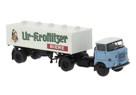 1965 IFA W 50 Tractor with Beer Trailer - Assembled -- Ur-Krositzer (light blue, white, German Lettering)