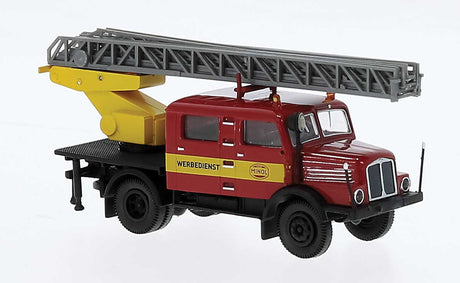 1960s IFA S 4000-1 Crew Cab Service Truck w/Ladder - Assembled -- Minol (red, yellow, black, German Lettering)