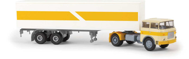 1957-1987 Skoda-LIAZ 706 Tractor with Van Trailer - Assembled -- Yellow, White
