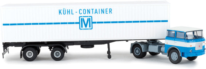 1957-1987 Skoda-LIAZ 706 Tractor with Van Trailer - Assembled -- Kuhl-Container (blue, white, German Lettering)