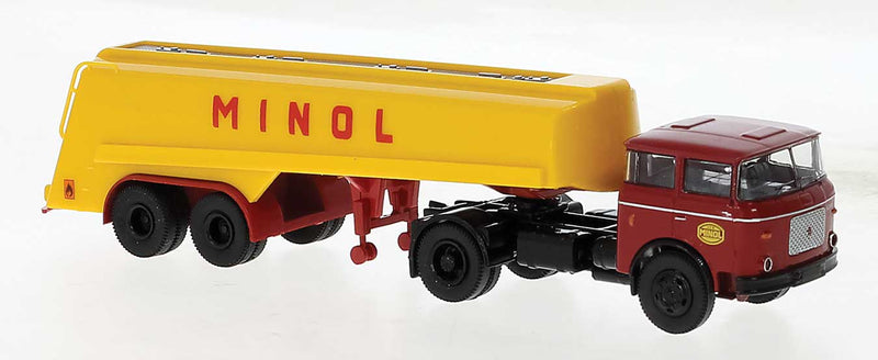 1957-1987 Skoda-LIAZ 706 Tractor with Tank Trailer - Assembled -- Minol (red, yellow)
