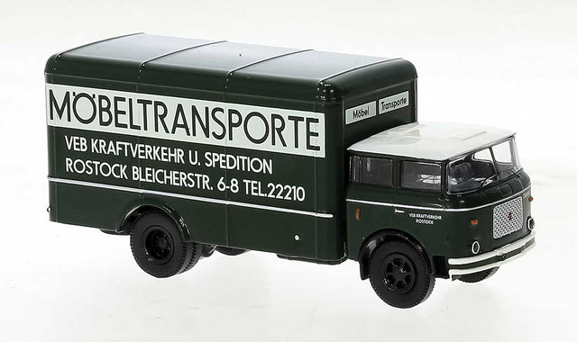 1957-1987 Skoda-LIAZ 706 Rounded Box Truck - Assembled -- KVK Rostock (green, white, German Lettering)